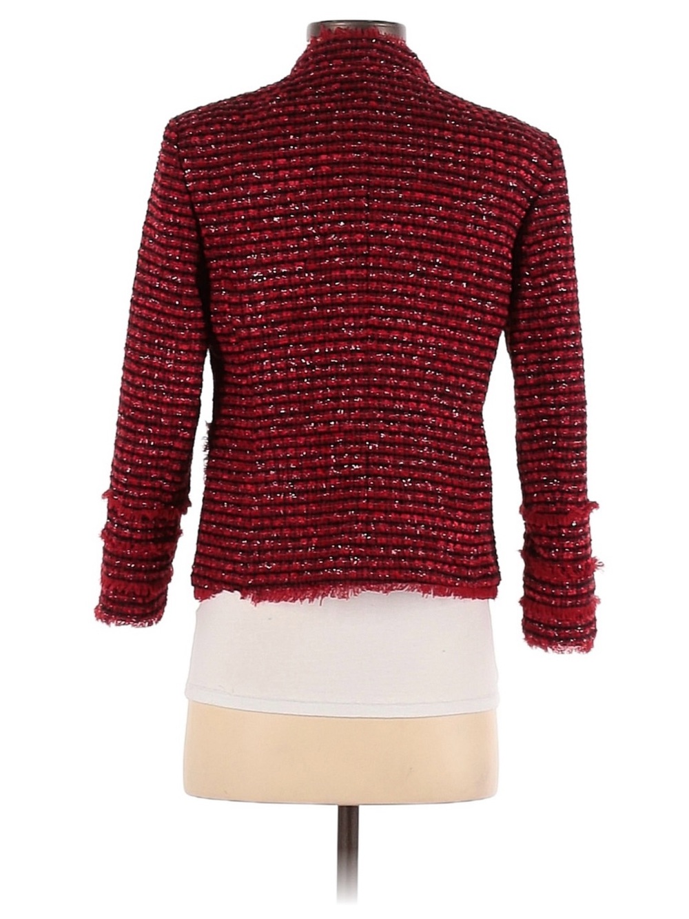 Red Tweed Open-Front Women's Jacket - Picture 2 of 2